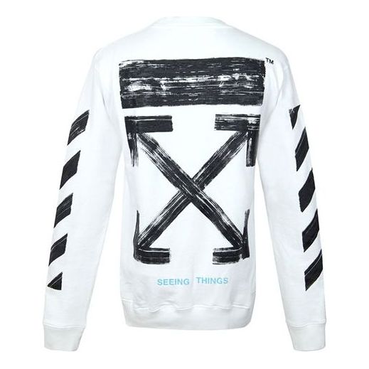 Off-White Stripe Cotton Round Neck Long Sleeves Slim Fit Version White OMBA006F170030300110