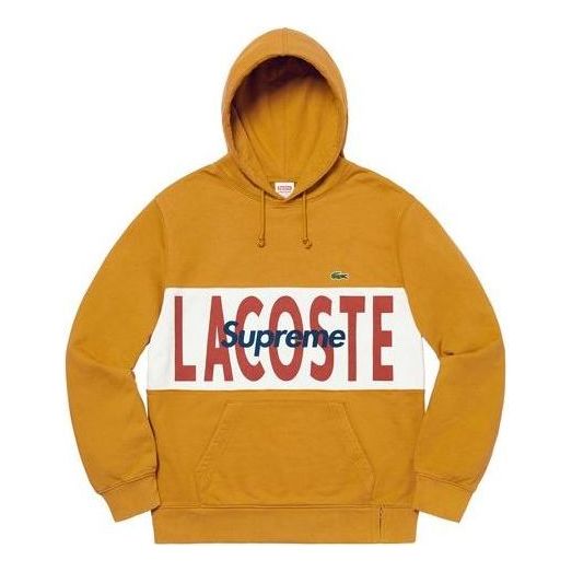 Supreme LACOSTE Logo Panel Hoodie 'Gold' SUP-FW19-511