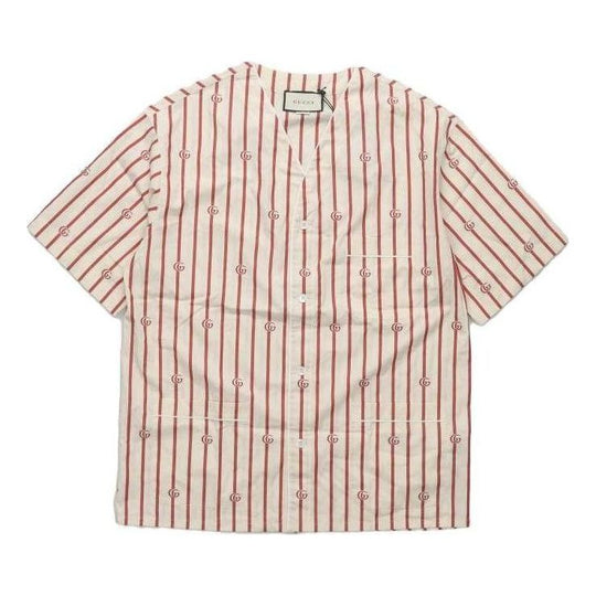 Gucci Double G Stripe Bowling Shirt 'White Red' 618919-ZAERI-9647