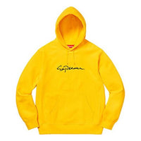 Supreme FW18 Classic Script Hooded Sweatshirt Yellow Logo SUP-FW18-118