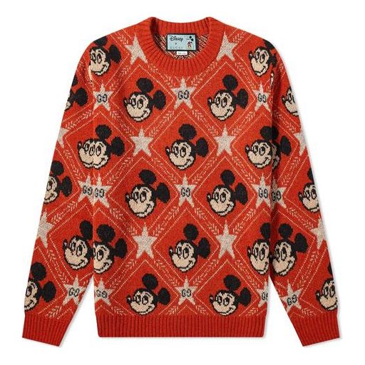 Gucci x Disney Mickey Mouse Pattern Crewneck Knitted Sweater For Men Orange 601563-XKA57-7841