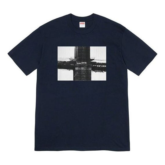 Supreme FW19 Week 17 Bridge Tee Graffiti Printing Short Sleeve Unisex Navy Blue SUP-FW19-10921