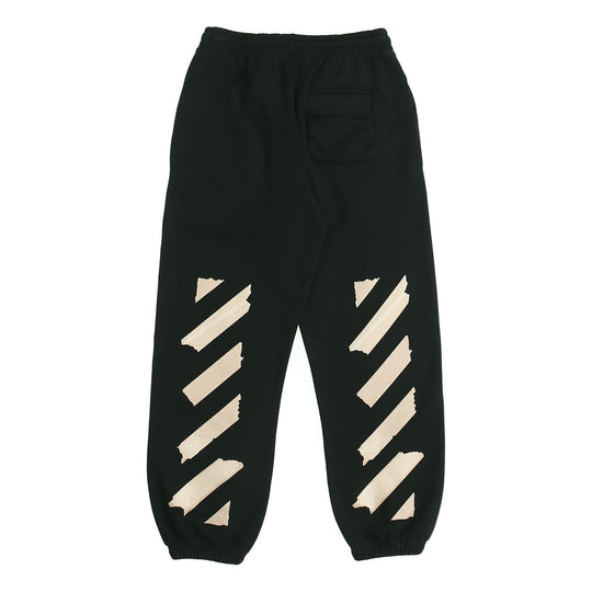 Off-White Black Gold Rubber Strap Stripe Sports Pants Black OMCH022R20E300021048