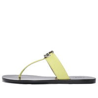 (WMNS) Gucci Double g Leather Casual Fashion Black Yellow Sandals 628013-A3N00-7412