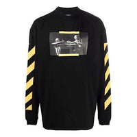 Men's Off-White Caravaggio Painting Pattern Stripe Long Sleeves Loose Fit Black OMAB032F21JER0061084