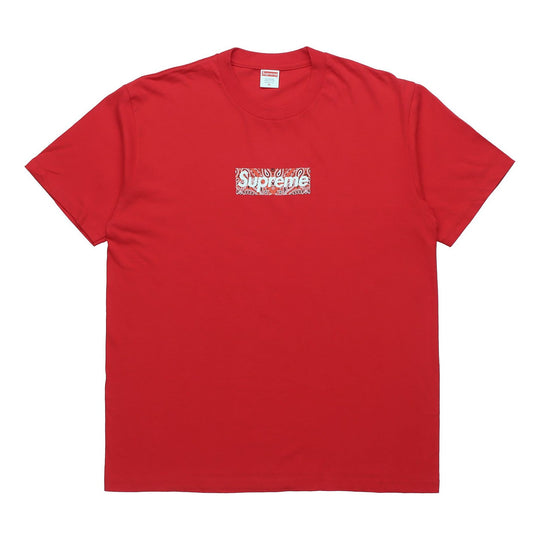 Supreme FW19 Week 17 Bandana Box Logo Tee cashew Short Sleeve Unisex Red SUP-FW19-10907