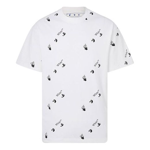 Off-White Full Print Alphabet Logo Round Neck Short Sleeve White OMAA038R21JER0100110