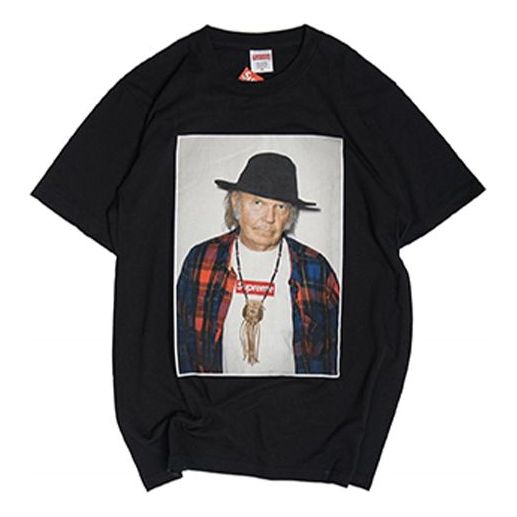 Supreme SS15 Neil Young Character Printing Short Sleeve Unisex Black SUP-SS15-651