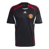 adidas Stripe Logo Soccer/Football Sports Round Neck Pullover Short Sleeve Manchester United Black H13905