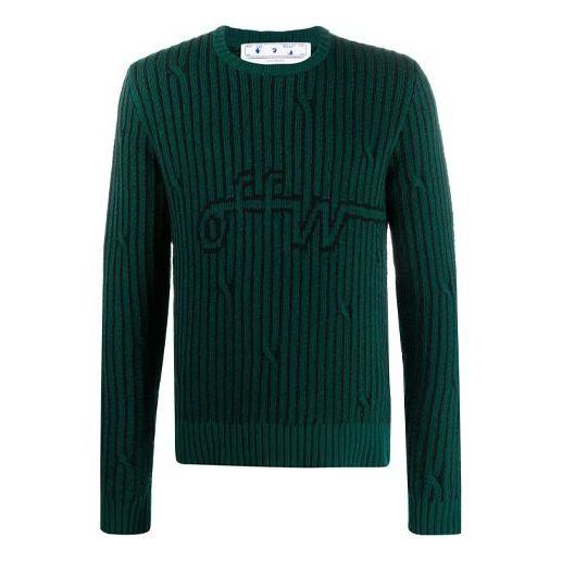 Men's Off-White logo Stripe Knit Green OMHE043E20KNI0015700