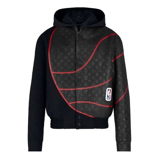 LOUIS VUITTON x NBA SS21 Monogram Obscure Leather Jacket M Black 1A8GWG