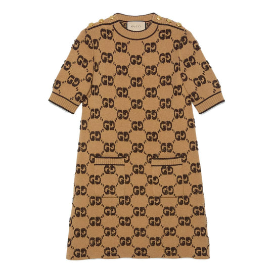 (WMNS) Gucci GG wool boucl jacquard dress 'Camel Brown' 718630-XKCNA-2668