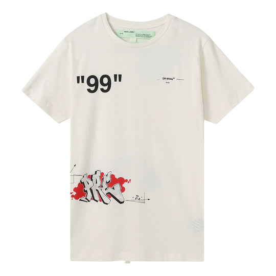 Off-White Graffiti Printing Short Sleeve White OMAA027R191850060288