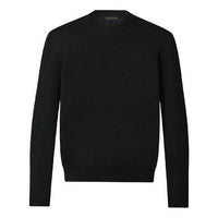 Men's LOUIS VUITTON FW21 Solid Color Logo Embossing Round Neck Long Sleeves Black 1A9FPG
