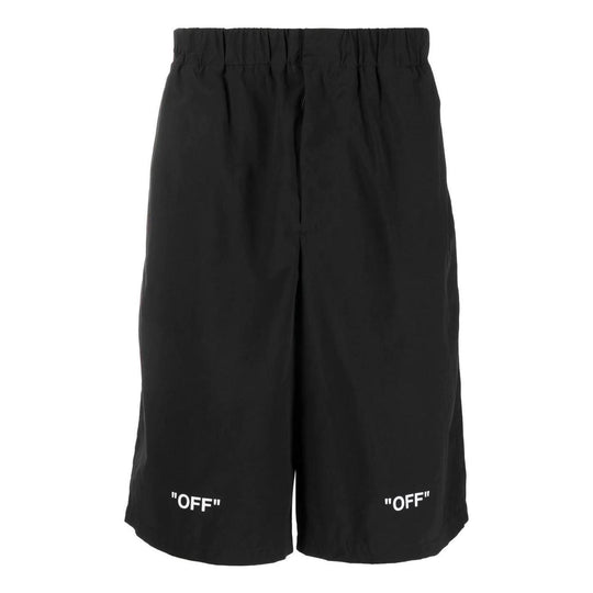 Off-White FW22 Solid Color Logo Printing Elastic Waistband Shorts Version Black OMCB070C99FAB0011001