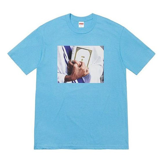 Supreme FW19 Week 7 Bible Tee Printing Short Sleeve Unisex Blue SUP-FW19-731