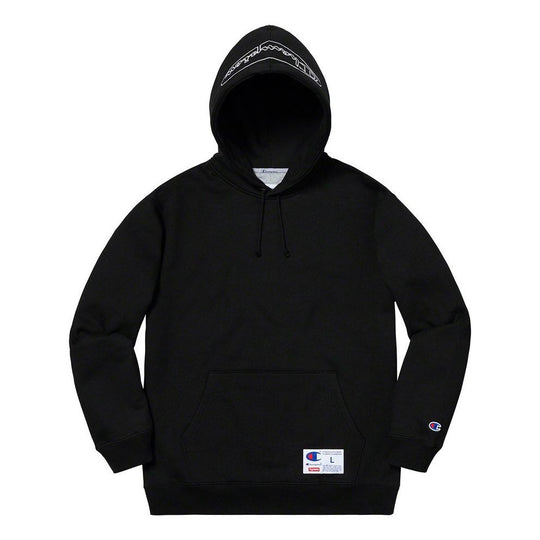 Supreme x Champion SS19 Outline Hooded Sweatshirt black Logo SUP-SS19-10065