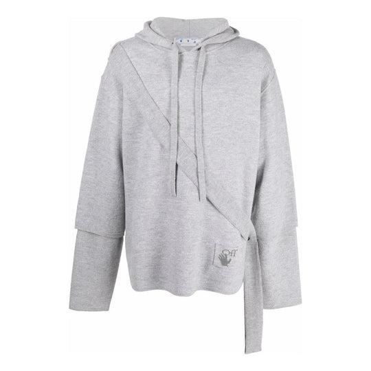 Men's Off-White SS22 Solid Color Cozy Drawstring Hooded Long Sleeves Gray OMHA138S22KNI0010606