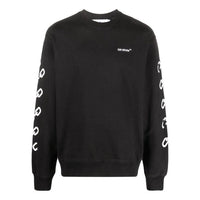 Men's Off-White FW22 Chain Logo Printing Round Neck Pullover Loose Fit Black OMBA057F22FLE0071001