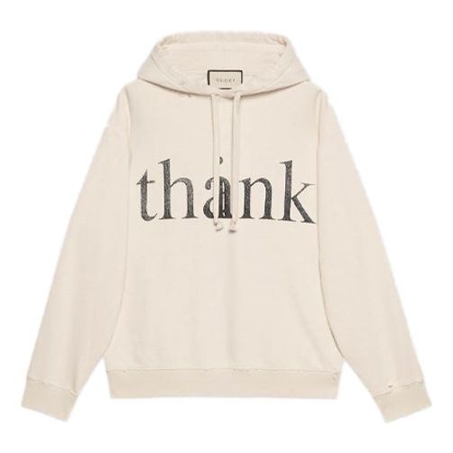 Gucci Think/Thank Print Hooded Sweatshirt 'Off White' 634674-XJCXL-9232