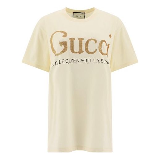 (WMNS) Gucci Flash Printing Short Sleeve White 615044-XJCLF-7136