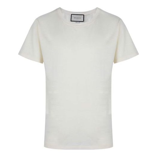 Men's Gucci Round Neck Cotton Tops Short Sleeve T-Shirt Creamy White 493117-X3185-9247