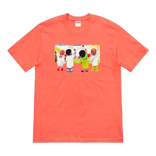 Supreme SS19 Kids Tee Neon Orange Kids Graffiti Round Neck Short Sleeve Unisex T-Shirt SUP-SS19-268