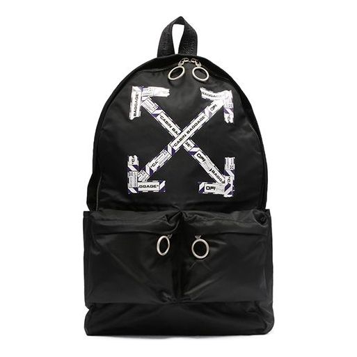 Off-White SS20 Airport Tape Black Backpack Arrow Print Backpack Black OMNB003S20E480031088