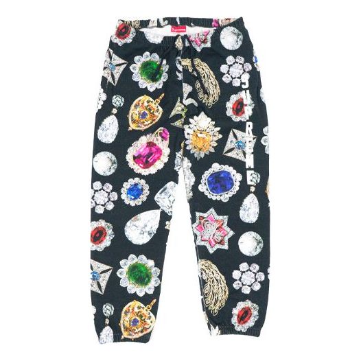 Supreme FW18 Jewels Sweatpant Black Printing Bundle Feet Long Pants Unisex SUP-FW18-488