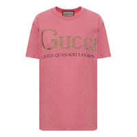 (WMNS) Gucci Bronzing Alphabet Short Sleeve Pink T-Shirt 615044-XJCLF-5351