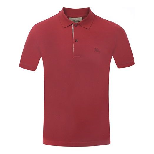 Men's Burberry Logo Embroidered Pure Cotton Short Sleeve Polo Shirt Red 39560001