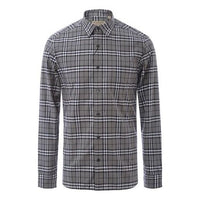 Men's Burberry Plaid Casual Long Sleeves Shirt Gray 80042071