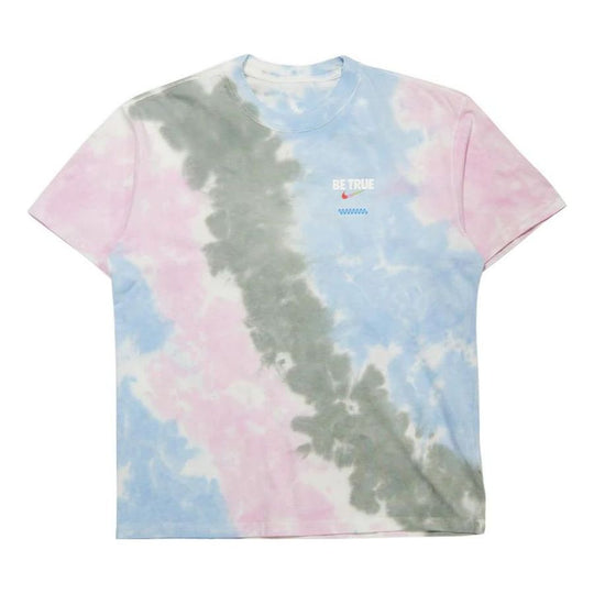 Men's Nike Colorblock Tie Dye Design Alphabet Logo Printing Loose Short Sleeve Pink T-Shirt DV3788-663