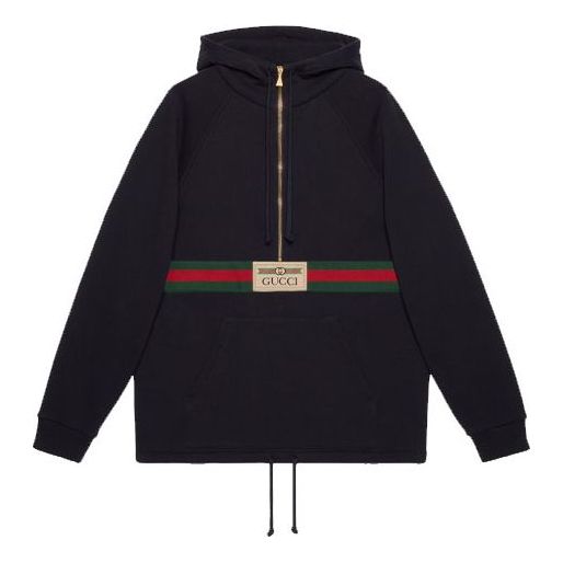 (WMNS) GUCCI Web with vintage Gucci Logo Sweatshirt 'Ink Blue' 644656-XJC3W-4440