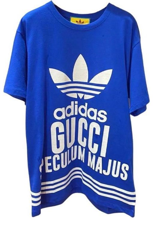 (WMNS) Gucci x adidas Oversized Cotton Jersey Short Sleeve T-Shirt 'Blue' 717422-XJEXI-4698