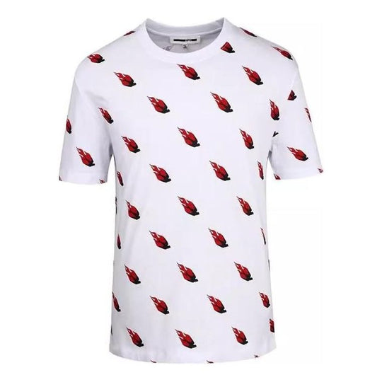 Men's McQ Alexander McQueen Flame Printing Short Sleeve White 291571-RMJ08-9000