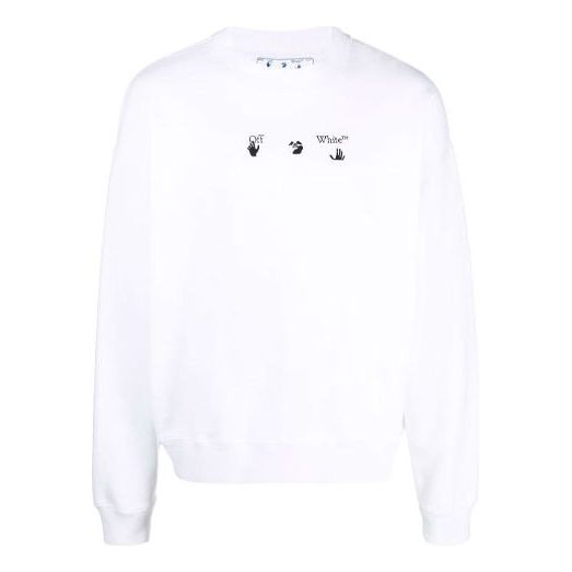 Men's Off-White FW21 Logo Printing Long Sleeves Pullover Loose Fit White OMBA054F21FLE0140110