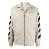 Men's Off-White SS21 Diagonal Stripes Pattern Printing Jacket Beige OMBD022F21FAB0011710