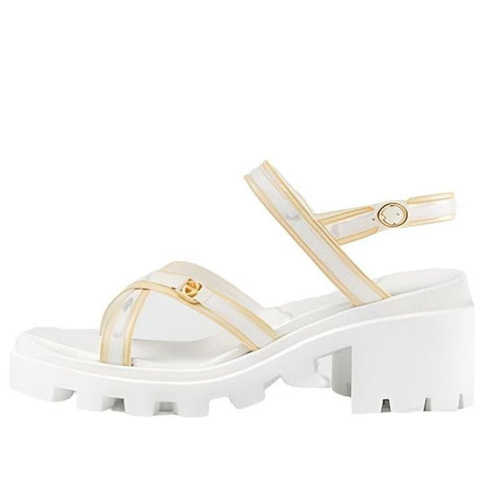 (WMNS) Gucci Lug Sole Sandal with Web 'White Yellow' 645776-D3VF0-9364