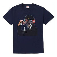 Supreme SS19 Creeper Tee Navy Frankenstein Printing Short Sleeve Unisex Navy Blue SUP-SS19-229