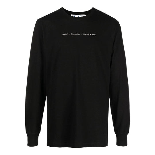 Off-White Cotton Arrow Logo Printing Round Neck Long Sleeves Black OMAB001F21JER0021084