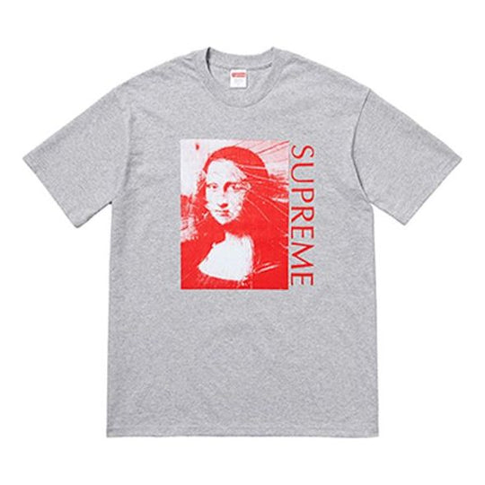 Supreme SS18 Mona Lisa Tee Heather Grey Printing Short Sleeve Unisex Gray SUP-SS18-443