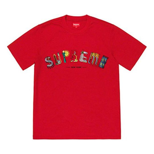 Supreme SS19 City Arc Embroidered logo Short Sleeve Unisex Red SUP-SS19-475