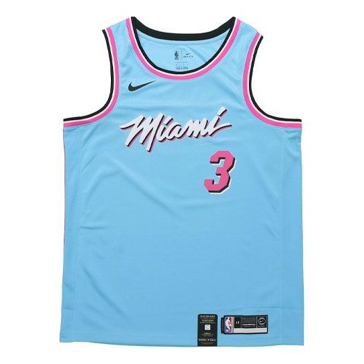 Nike NBA SW 19-20 Miami Heat Dwyane Wade 3 ViceWave City Edition Swingman Jersey Blue AV4650-425