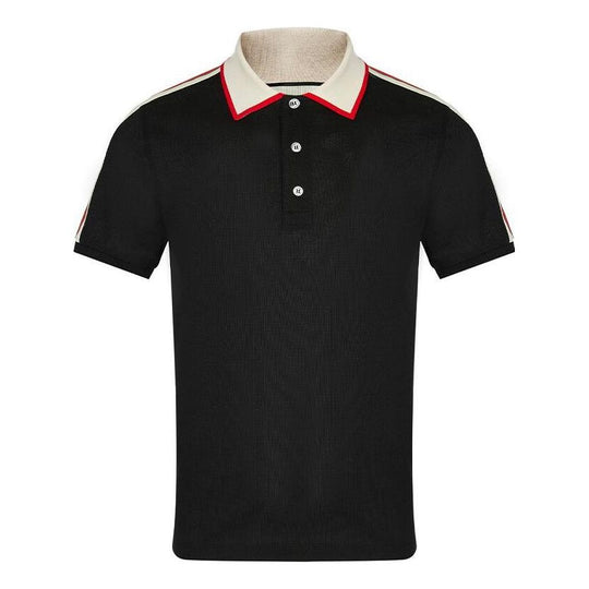 Gucci Striped Logo Short-sleeved Polo Shirt Black 500972-X9M38-1106