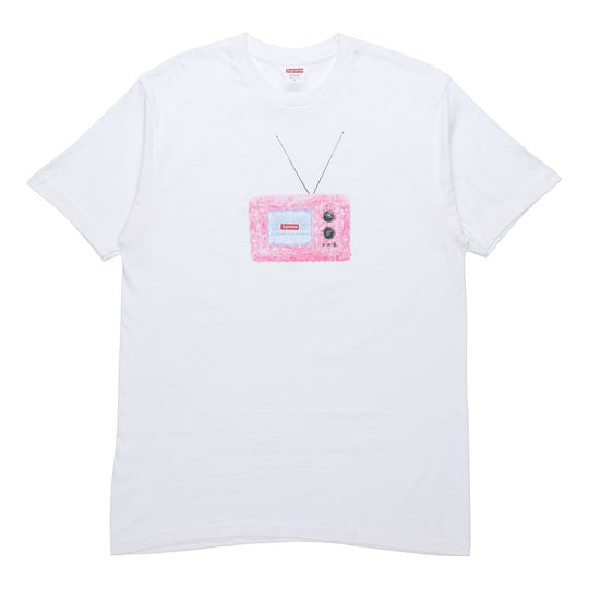 Supreme SS18 TV Tee White Printing Short Sleeve Unisex 'White Pink' SUP-SS18-0084