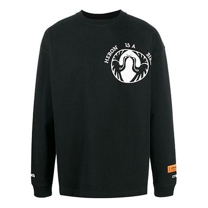Men's HERON PRESTON Heron Is A Bird Printing Pullover Long Sleeves T-shirt Black HMAB015F20JER0041001
