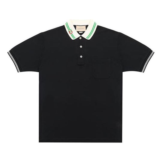 Men's Gucci SS21 Interlock Double G Short Sleeve Black Polo Shirt 658067-XJDI2-1043