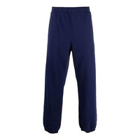 Men's Off-White Arrow Pattern Solid Color Sports Pants/Trousers/Joggers Loose Fit Navy Blue OMCH029F21FLE0014545