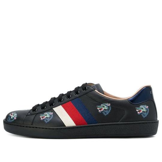 Gucci Wolf Pattern Casual Skate Shoes Black 386750-0H810-1162